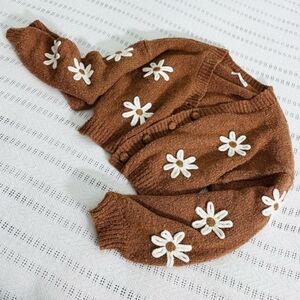 Altar'd State Brown Cardigan White Floral